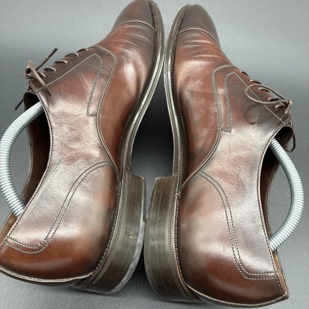 Salvatore Ferragamo Oxford Shoes Men's 11.5 D Brown Leather Cap Toe Made Italy